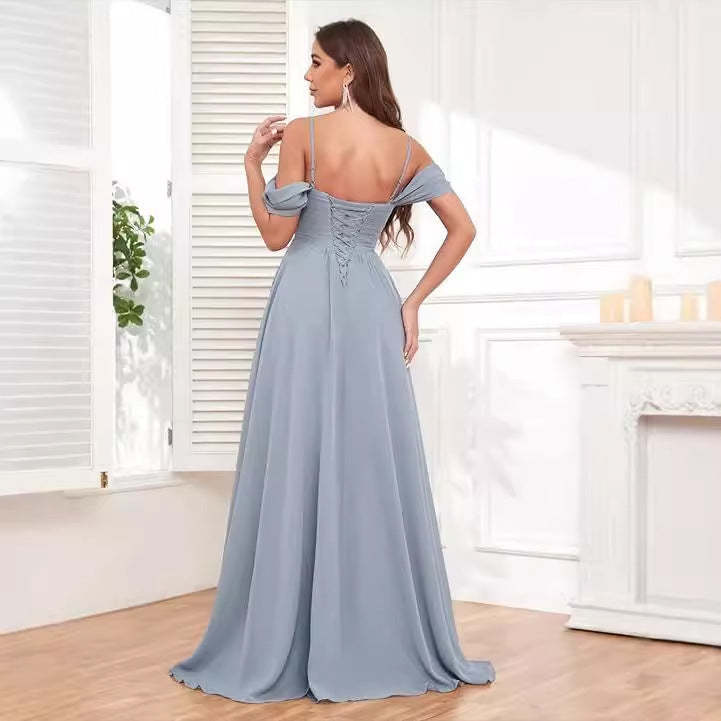 Off-the-shoulder Flowy Bridesmaid Dress