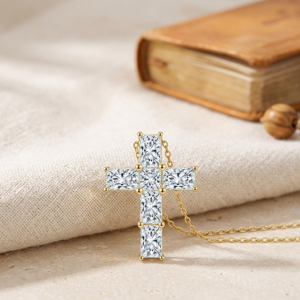 Sparkling CZ Cross Pendant Necklace