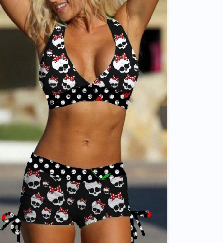Skull Print Two-Piece Swimsuit