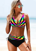 High-Waist Lace-Up Bikini Swimsuit