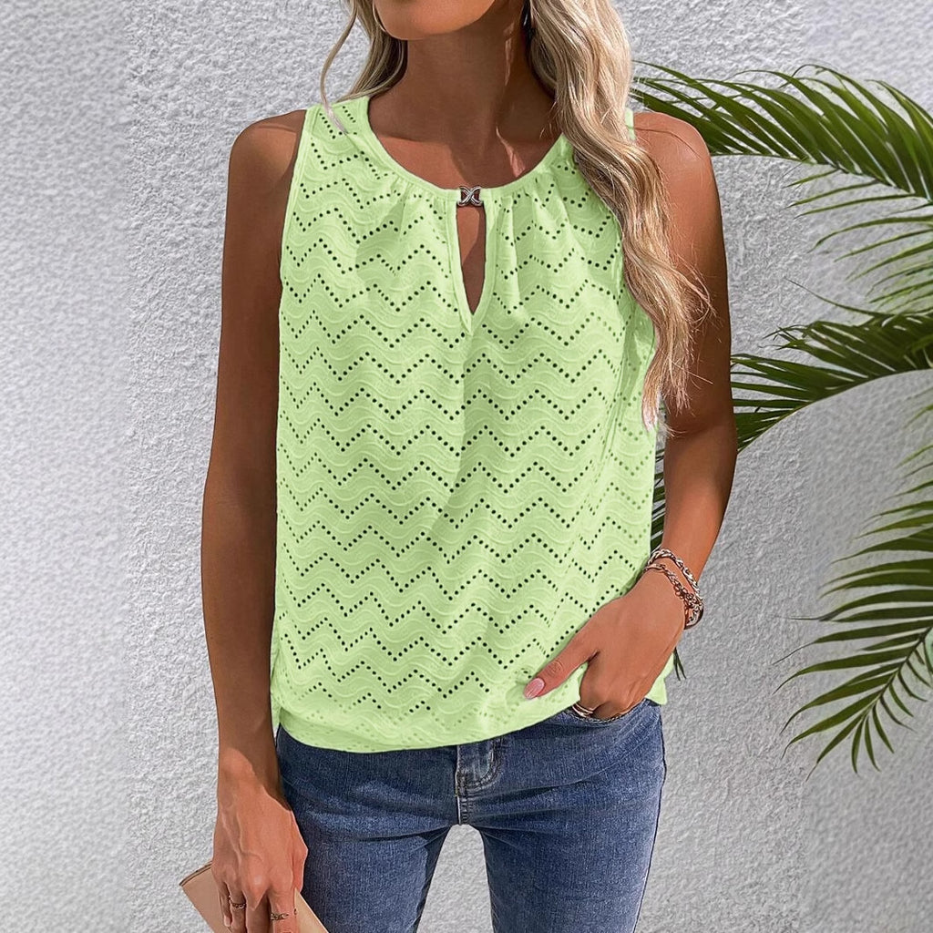 Sleeveless Hollow-Out Top
