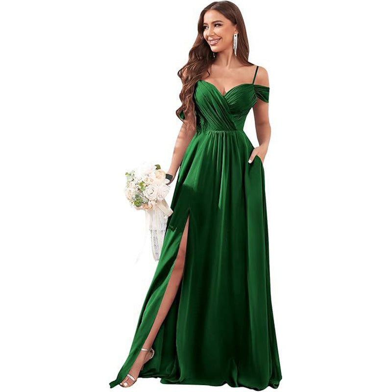 Off-the-shoulder Flowy Bridesmaid Dress