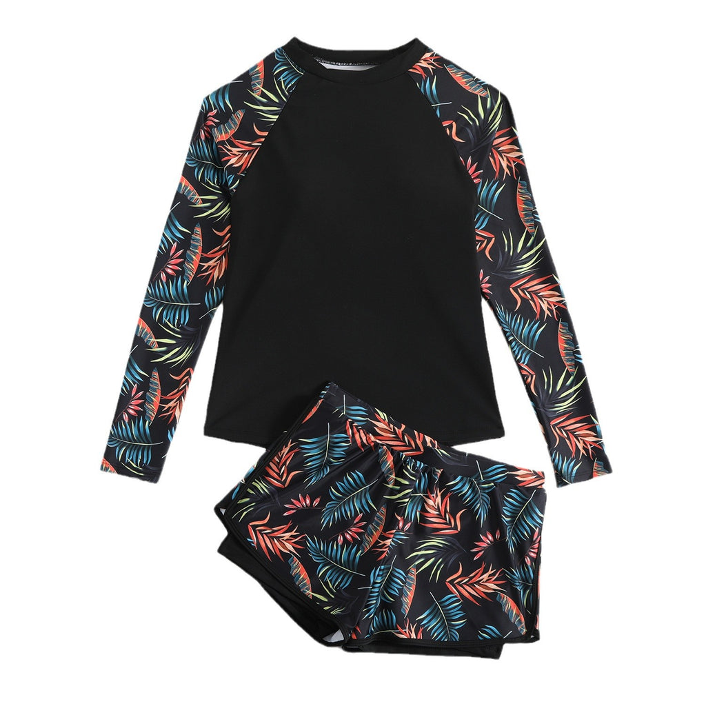 Printed Long Sleeve Tankini Set
