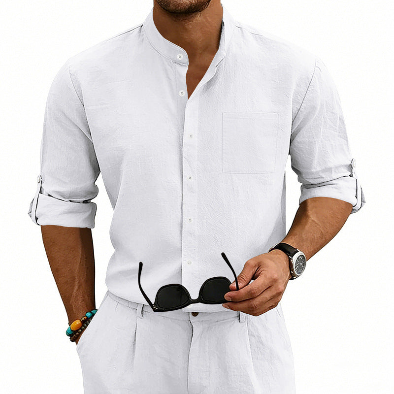 Linen Blend Long Sleeve Shirt