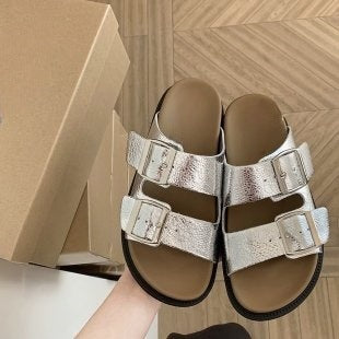 Buckle Strap Microfiber Sandal