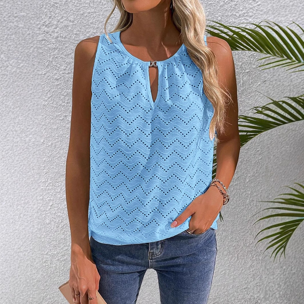 Sleeveless Hollow-Out Top