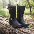 Knight-Inspired Mid-calf Buckle Boots