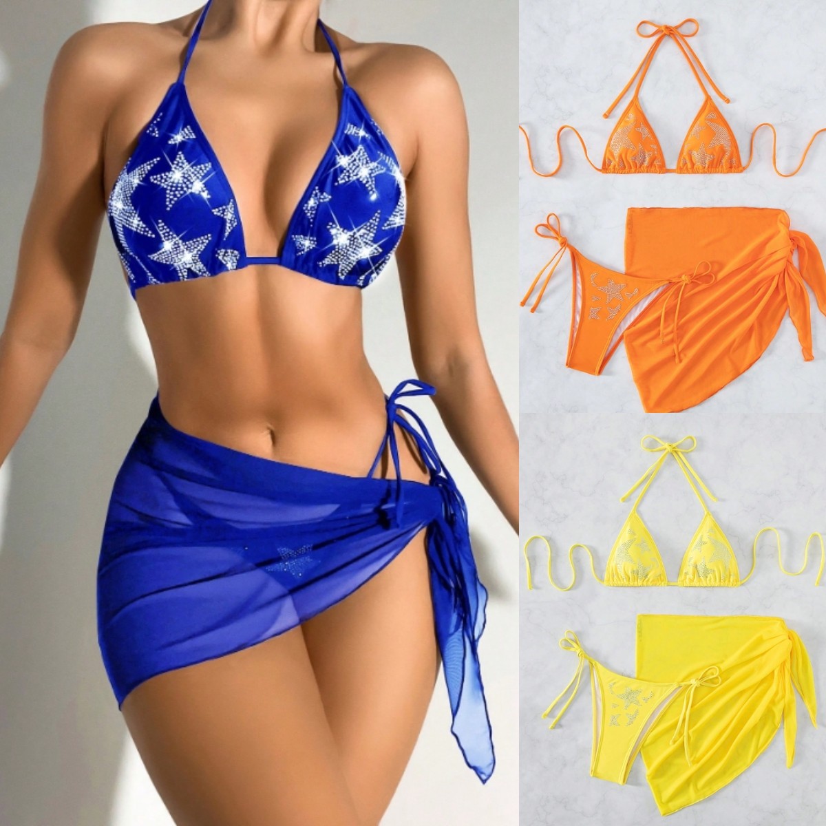 Mesh Skirt Bikini Swimwear Set