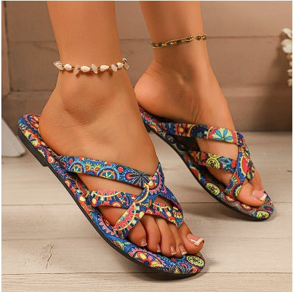 Bohemian Print Flat Sandal